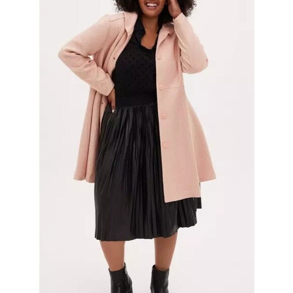 Torrid Wool Blend Shawl Collar Coat Pale Blush Dress Coat Torrid 3X See Measures - Picture 2 of 16